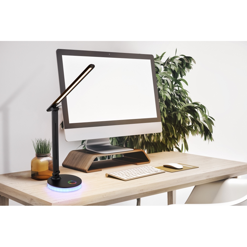 Globo - LED bordlampe m. RGBW-farver  m. touch-funktion dæmpbar LED/5W/230V + LED/2W 2700K/4000K/6500K sort