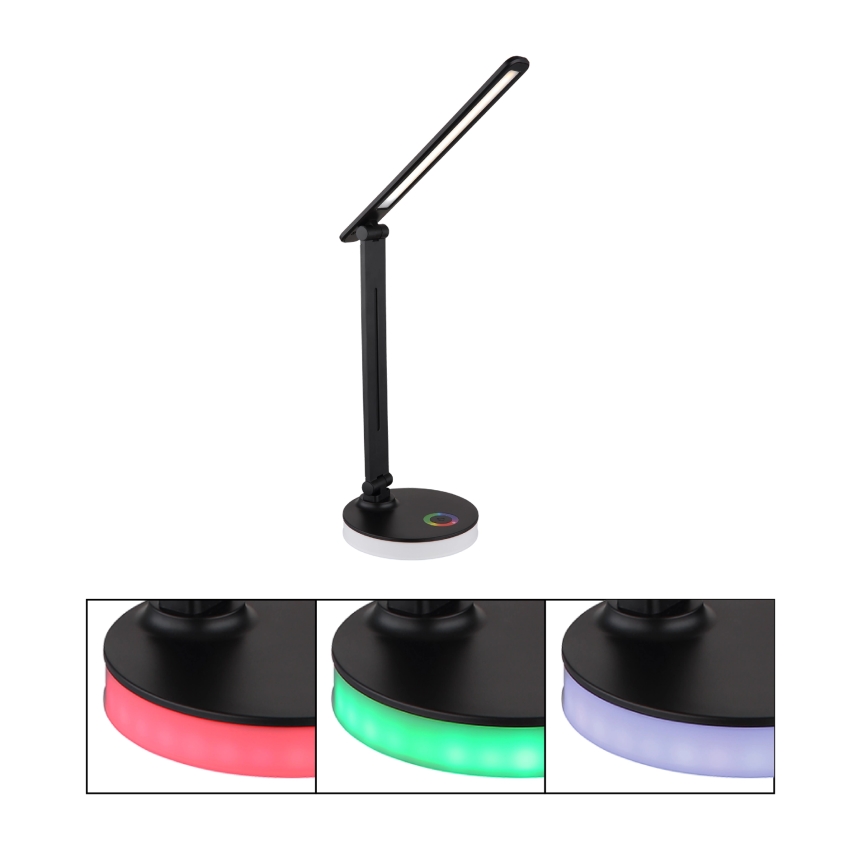 Globo - LED bordlampe m. RGBW-farver  m. touch-funktion dæmpbar LED/5W/230V + LED/2W 2700K/4000K/6500K sort