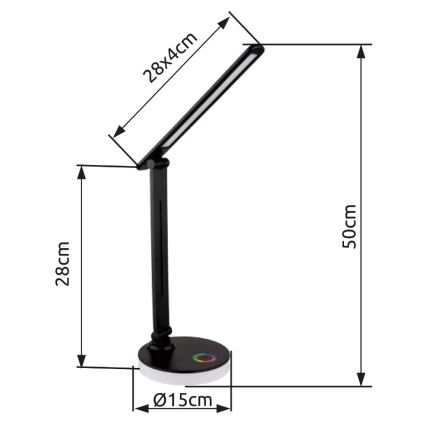 Globo - LED bordlampe m. RGBW-farver  m. touch-funktion dæmpbar LED/5W/230V + LED/2W 2700K/4000K/6500K sort