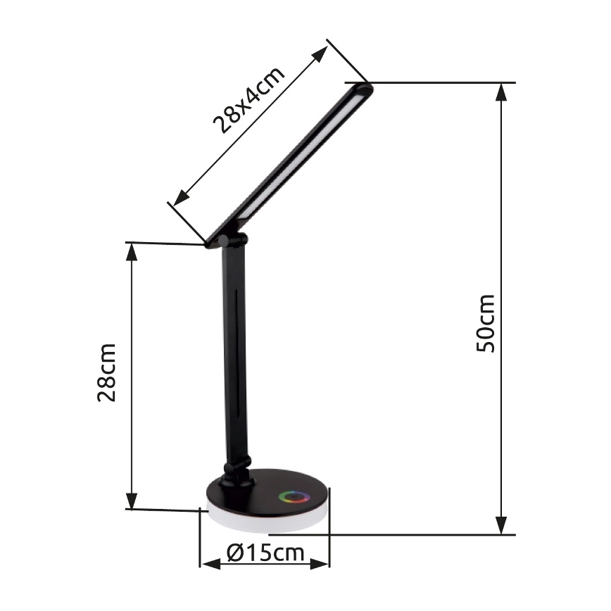 Globo - LED bordlampe m. RGBW-farver  m. touch-funktion dæmpbar LED/5W/230V + LED/2W 2700K/4000K/6500K sort