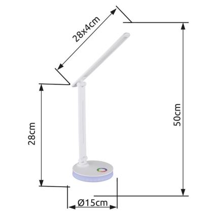 Globo - LED bordlampe m. RGBW-farver m. touch-funktion dæmpbar LED/5W/230V + LED/2W 2700K/4000K/6500K hvid