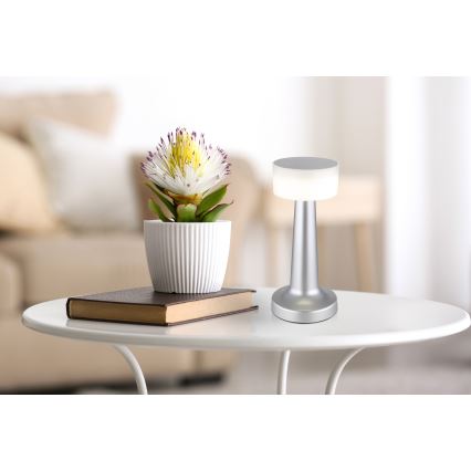 Globo - LED bordlampe m. touch-funktion dæmpbar LED/1W/3,7V 2700K/4000K/6500K 800 mAh USB mat krom