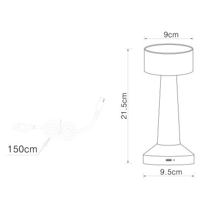 Globo - LED bordlampe m. touch-funktion dæmpbar LED/1W/3,7V 2700K/4000K/6500K 800 mAh USB mat krom