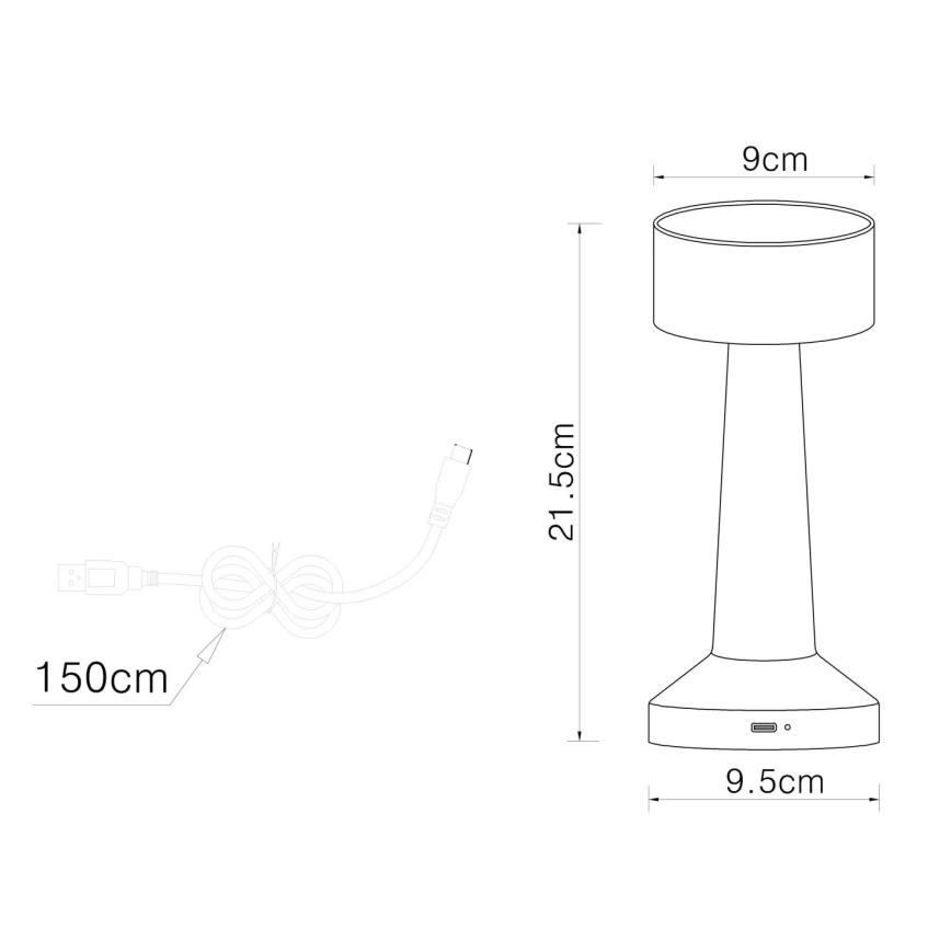 Globo - LED bordlampe m. touch-funktion dæmpbar LED/1W/3,7V 2700K/4000K/6500K 800 mAh USB mat krom