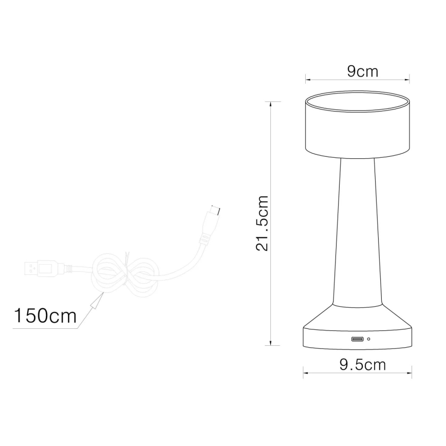 Globo - LED dæmpbar touch bordlampe LED/1W/3,7V 2700K/4000K/6500K 800 mAh USB hvid