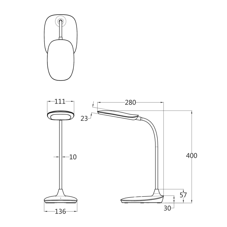 Globo - LED bordlampe m. touch-funktion dæmpbar LED/9W/230V 3000K/4000K/6500K CRI 90 hvid