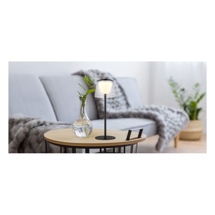 Globo - Udendørs LED bordlampe touch-funktion dæmpbar LED/1,8W/5V IP44 1800 mAh sort/transparent