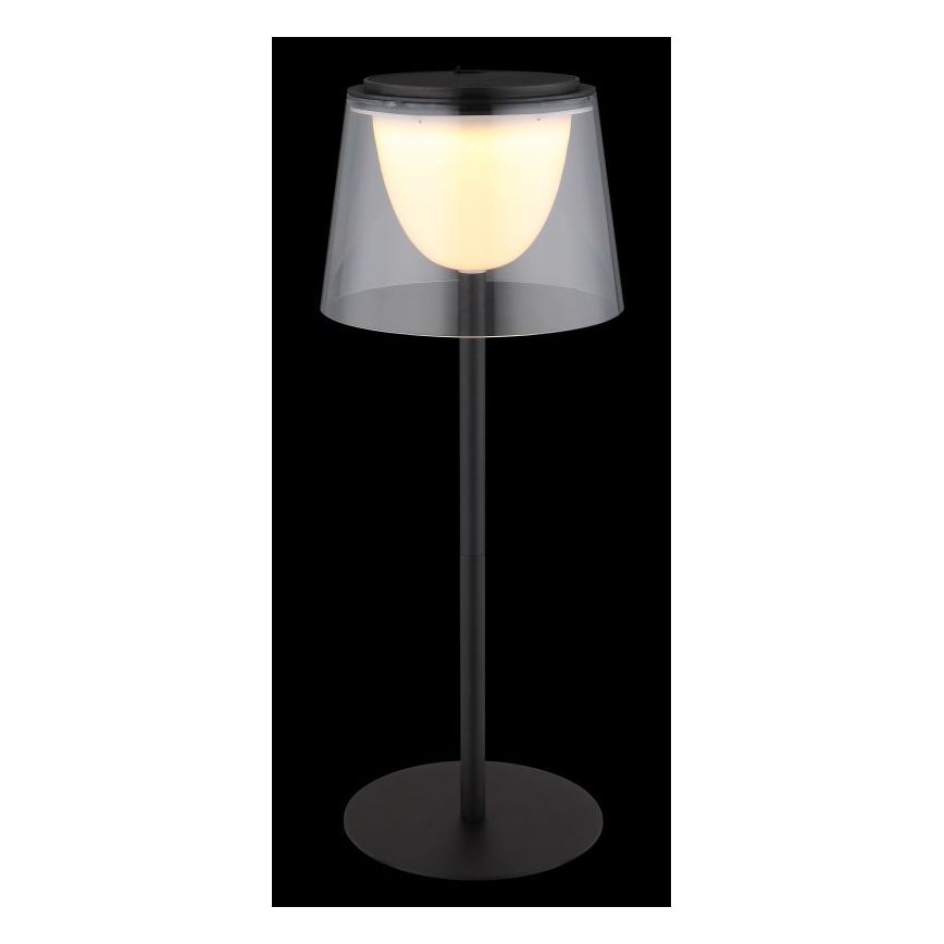 Globo - Udendørs LED bordlampe touch-funktion dæmpbar LED/1,8W/5V IP44 1800 mAh sort/transparent