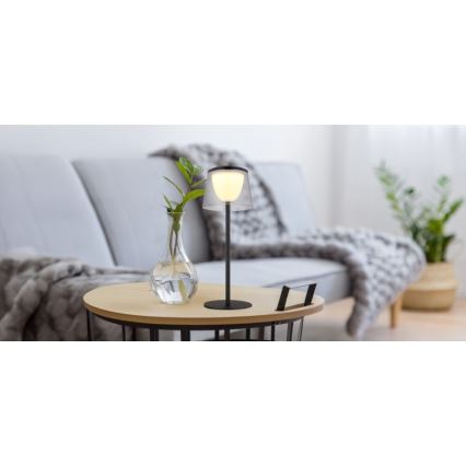 Globo - Udendørs LED bordlampe m. touch-funktion dæmpbar LED/1,8W/5V IP44 1800 mAh sort/røget