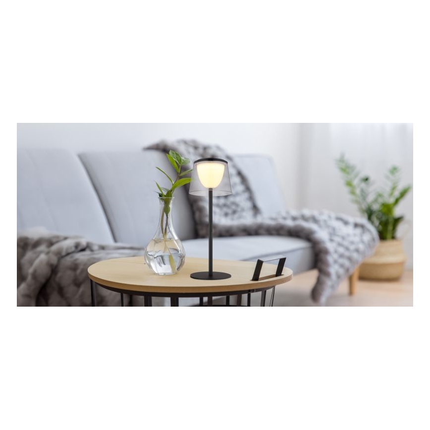 Globo - Udendørs LED bordlampe m. touch-funktion dæmpbar LED/1,8W/5V IP44 1800 mAh sort/røget