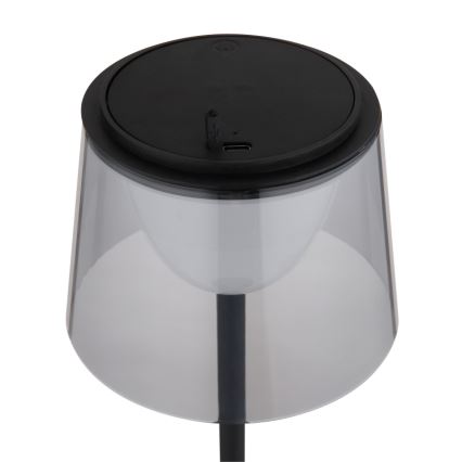 Globo - Udendørs LED bordlampe m. touch-funktion dæmpbar LED/1,8W/5V IP44 1800 mAh sort/røget
