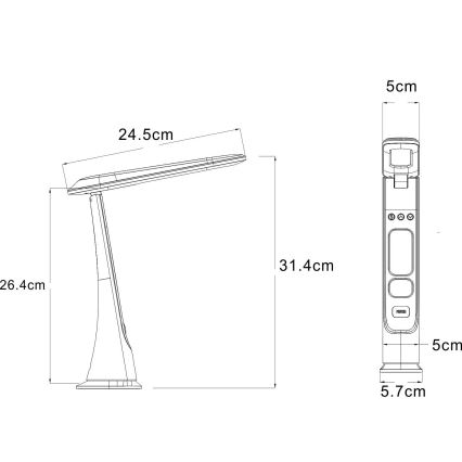 Globo - LED dæmpbar berøringsbetjent genopladelig bordlampe LED/2W/5V 3000/4000/5000K 1800 mAh