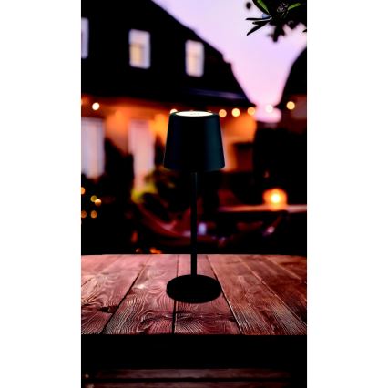 Globo - Udendørs LED bordlampe m. touch-funktion dæmpbar og genopladelig LED/2W/5V 3000/4000/6000K 2200 mAh IP44 sort