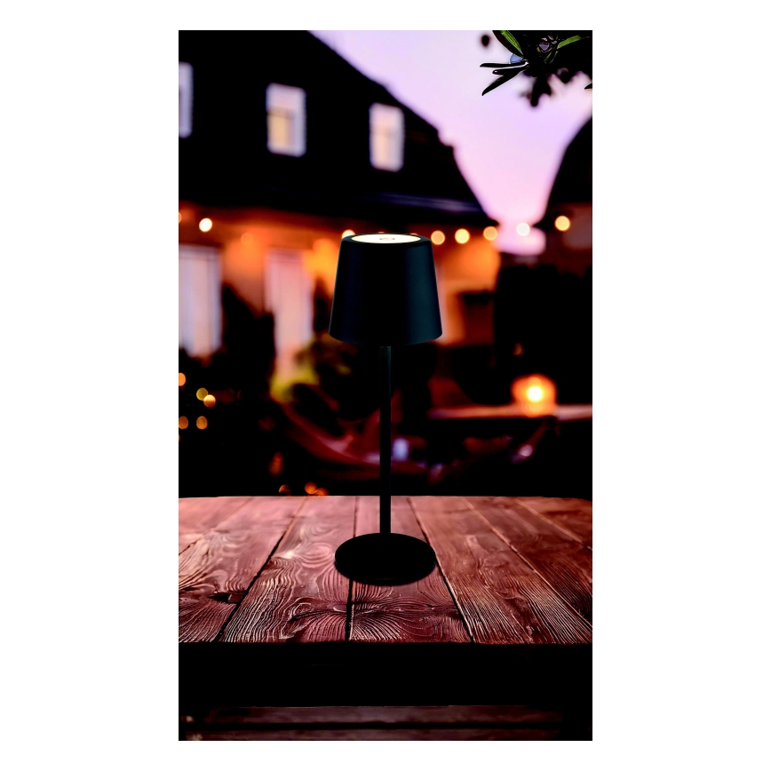 Globo - Udendørs LED bordlampe m. touch-funktion dæmpbar og genopladelig LED/2W/5V 3000/4000/6000K 2200 mAh IP44 sort