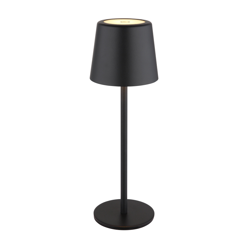 Globo - Udendørs LED bordlampe m. touch-funktion dæmpbar og genopladelig LED/2W/5V 3000/4000/6000K 2200 mAh IP44 sort