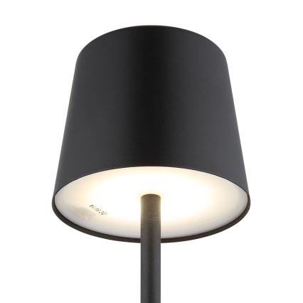 Globo - Udendørs LED bordlampe m. touch-funktion dæmpbar og genopladelig LED/2W/5V 3000/4000/6000K 2200 mAh IP44 sort