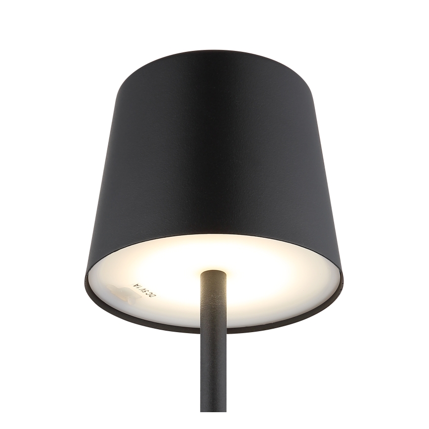 Globo - Udendørs LED bordlampe m. touch-funktion dæmpbar og genopladelig LED/2W/5V 3000/4000/6000K 2200 mAh IP44 sort