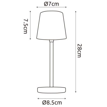 Globo - Udendørs LED bordlampe m. touch-funktion dæmpbar og genopladelig LED/2W/5V 3000/4000/6000K 2200 mAh IP44 sort