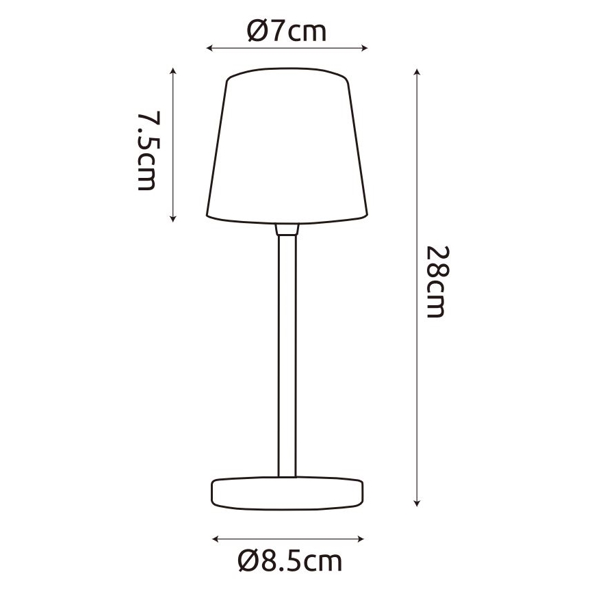 Globo - Udendørs LED bordlampe m. touch-funktion dæmpbar og genopladelig LED/2W/5V 3000/4000/6000K 2200 mAh IP44 sort