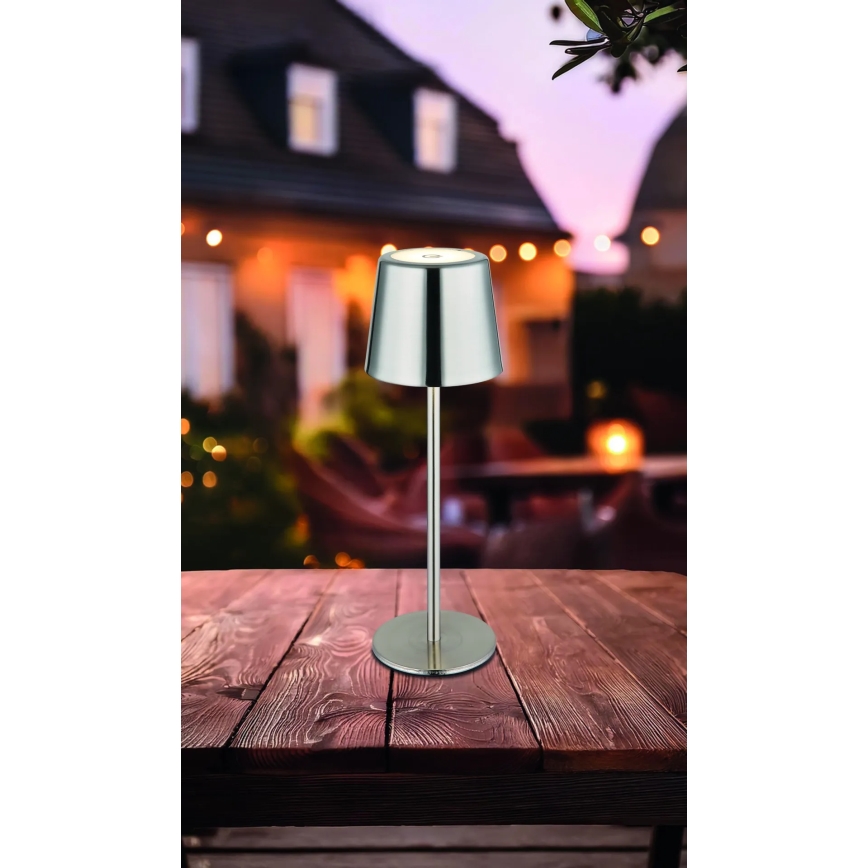 Globo - Dæmpbar berøringsbetjent genopladelig bordlampe LED/2W/3,7V 3000/4000/6000K 2200 mAh blank krom