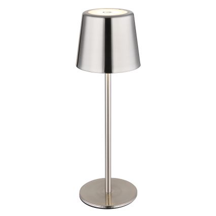 Globo - Dæmpbar berøringsbetjent genopladelig bordlampe LED/2W/3,7V 3000/4000/6000K 2200 mAh blank krom