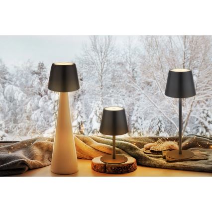 Globo - Dæmpbar LED-bordlampe til udendørs brug, berøringsbetjent og genopladelig, 3-i-1, LED/3W/5V, 3000/4000/5000K, IP54, 1800 mAh, sort
