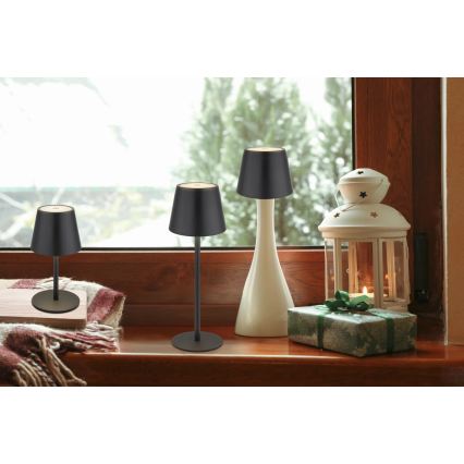 Globo - Dæmpbar LED-bordlampe til udendørs brug, berøringsbetjent og genopladelig, 3-i-1, LED/3W/5V, 3000/4000/5000K, IP54, 1800 mAh, sort