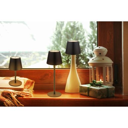 Globo - Dæmpbar LED-bordlampe til udendørs brug, berøringsbetjent og genopladelig, 3-i-1, LED/3W/5V, 3000/4000/5000K, IP54, 1800 mAh, sort