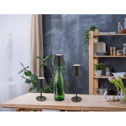Globo - Dæmpbar LED-bordlampe til udendørs brug, berøringsbetjent og genopladelig, 3-i-1, LED/3W/5V, 3000/4000/5000K, IP54, 1800 mAh, sort