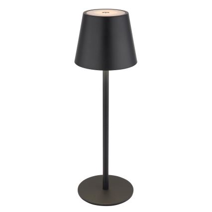 Globo - Dæmpbar LED-bordlampe til udendørs brug, berøringsbetjent og genopladelig, 3-i-1, LED/3W/5V, 3000/4000/5000K, IP54, 1800 mAh, sort