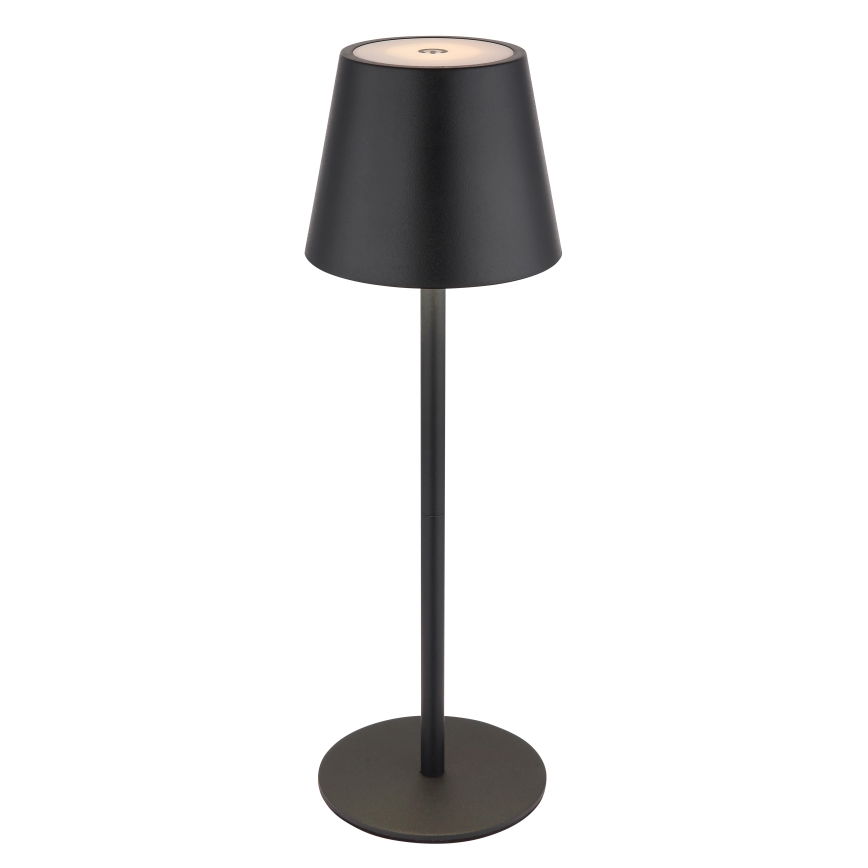 Globo - Dæmpbar LED-bordlampe til udendørs brug, berøringsbetjent og genopladelig, 3-i-1, LED/3W/5V, 3000/4000/5000K, IP54, 1800 mAh, sort