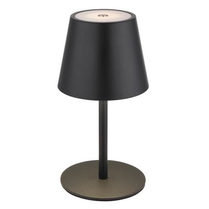 Globo - Dæmpbar LED-bordlampe til udendørs brug, berøringsbetjent og genopladelig, 3-i-1, LED/3W/5V, 3000/4000/5000K, IP54, 1800 mAh, sort