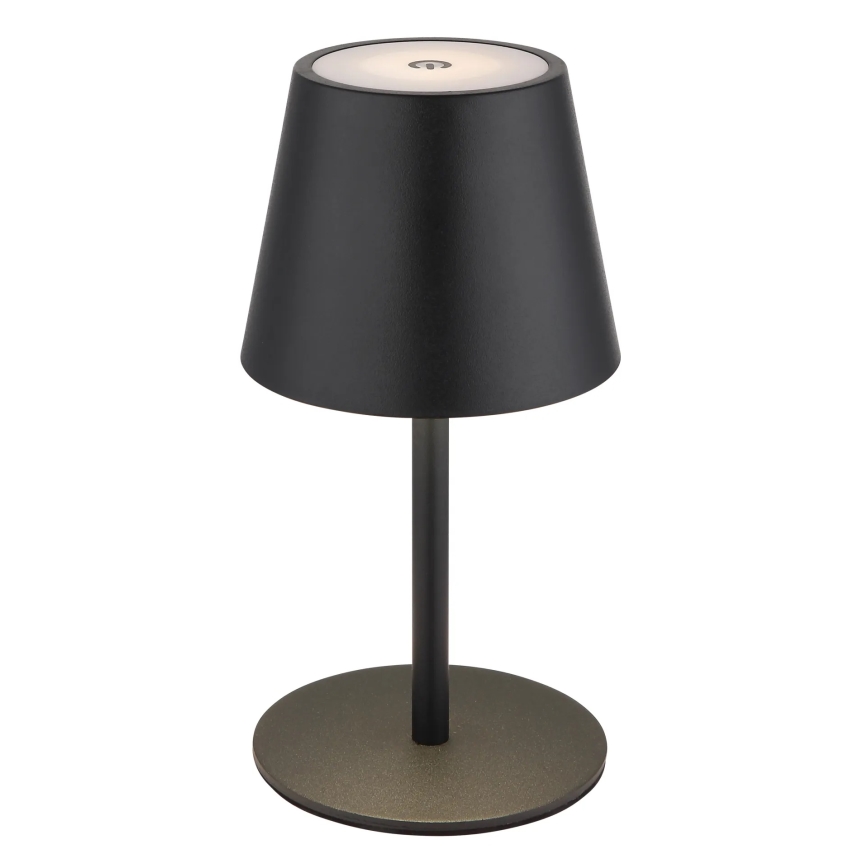 Globo - Dæmpbar LED-bordlampe til udendørs brug, berøringsbetjent og genopladelig, 3-i-1, LED/3W/5V, 3000/4000/5000K, IP54, 1800 mAh, sort