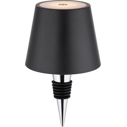 Globo - Dæmpbar LED-bordlampe til udendørs brug, berøringsbetjent og genopladelig, 3-i-1, LED/3W/5V, 3000/4000/5000K, IP54, 1800 mAh, sort