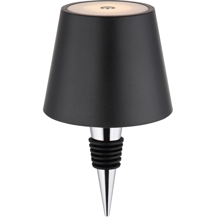 Globo - Dæmpbar LED-bordlampe til udendørs brug, berøringsbetjent og genopladelig, 3-i-1, LED/3W/5V, 3000/4000/5000K, IP54, 1800 mAh, sort