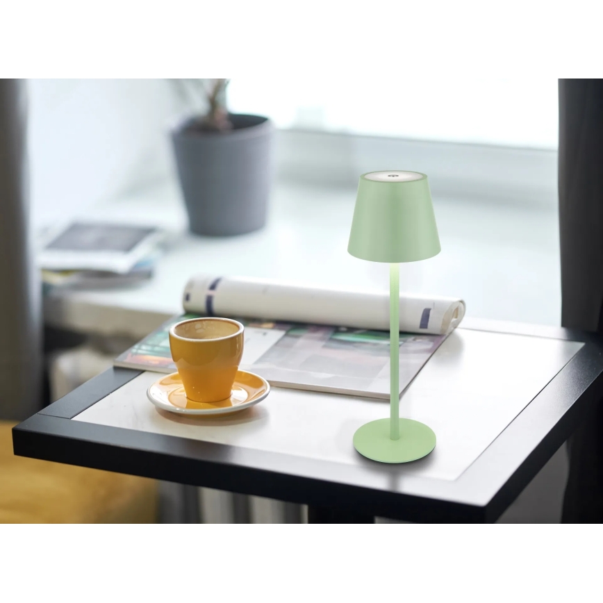 Globo - LED, dæmpbar, berøringsbetjent, genopladelig udendørs bordlampe 3-i-1 LED/3W/5V 3000/4000/5000K IP54 1800 mAh grøn
