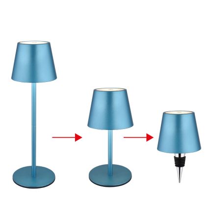 Globo - Dæmpbar berøringsbetjent genopladelig udendørs bordlampe 3-i-1 LED/3W/5V 3000/4000/5000K IP54 1800 mAh blå