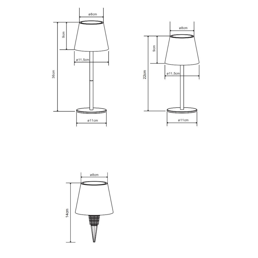 Globo - Dæmpbar berøringsbetjent genopladelig udendørs bordlampe 3-i-1 LED/3W/5V 3000/4000/5000K IP54 1800 mAh blå