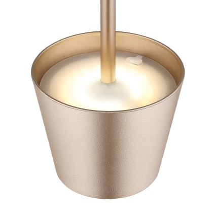 Globo - LED Dæmpbar berøringsbetjent genopladelig udendørs bordlampe 3-i-1 LED/3W/5V 3000/4000/5000K IP54 1800 mAh messing