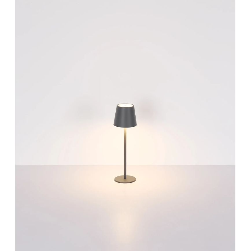 Globo - Dæmpbar berøringsbetjent genopladelig udendørs bordlampe 3-i-1 LED/3W/5V 3000/4000/5000K IP54 1800 mAh grå