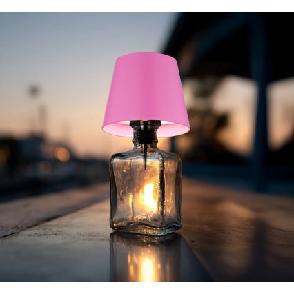 Globo - Dæmpbar, berøringsbetjent genopladelig udendørs LED-bordlampe 3 i 1 LED/3W/5V 3000/4000/5000K IP54 1800 mAh lyserød