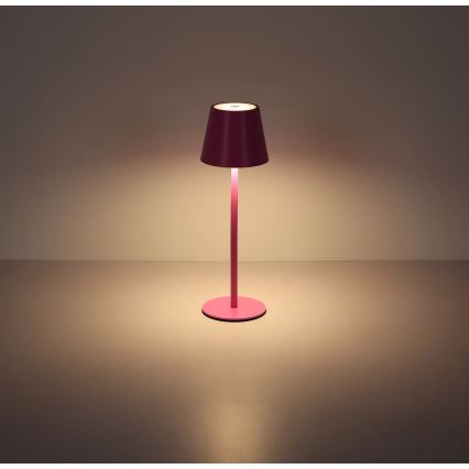 Globo - Dæmpbar, berøringsbetjent genopladelig udendørs LED-bordlampe 3 i 1 LED/3W/5V 3000/4000/5000K IP54 1800 mAh lyserød