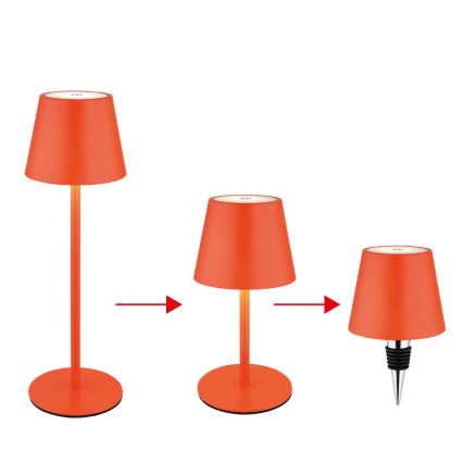 Globo - Dæmpbar, berøringsbetjent, genopladelig udendørs bordlampe 3 i 1 LED/3W/5V 3000/4000/5000K IP54 1800 mAh rød