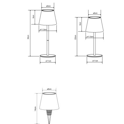 Globo - LED dæmpbar berøringsbetjent opladelig udendørs bordlampe LED/3W/5V 3000/4000/5000K IP54 1800 mAh