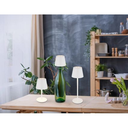 Globo - Dæmpbar, berøringsbetjent, genopladelig udendørs bordlampe 3-i-1 LED/3W/5V 3000/4000/5000K IP54 1800 mAh hvid