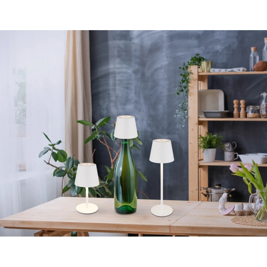 Globo - Dæmpbar, berøringsbetjent, genopladelig udendørs bordlampe 3-i-1 LED/3W/5V 3000/4000/5000K IP54 1800 mAh hvid