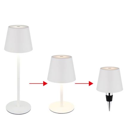 Globo - Dæmpbar, berøringsbetjent, genopladelig udendørs bordlampe 3-i-1 LED/3W/5V 3000/4000/5000K IP54 1800 mAh hvid