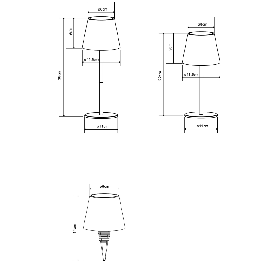 Globo - Dæmpbar, berøringsbetjent, genopladelig udendørs bordlampe 3-i-1 LED/3W/5V 3000/4000/5000K IP54 1800 mAh hvid