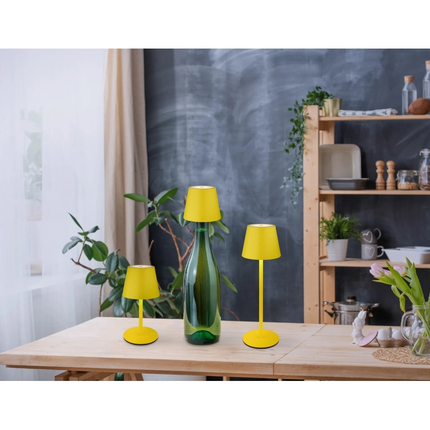 Globo - LED dæmpbar berøringsbetjent genopladelig udendørs bordlampe 3-i-1 LED/3W/5V 3000/4000/5000K IP54 1800 mAh gul
