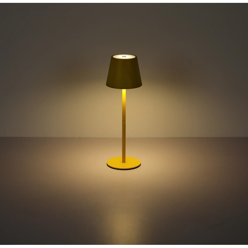 Globo - LED dæmpbar berøringsbetjent genopladelig udendørs bordlampe 3-i-1 LED/3W/5V 3000/4000/5000K IP54 1800 mAh gul